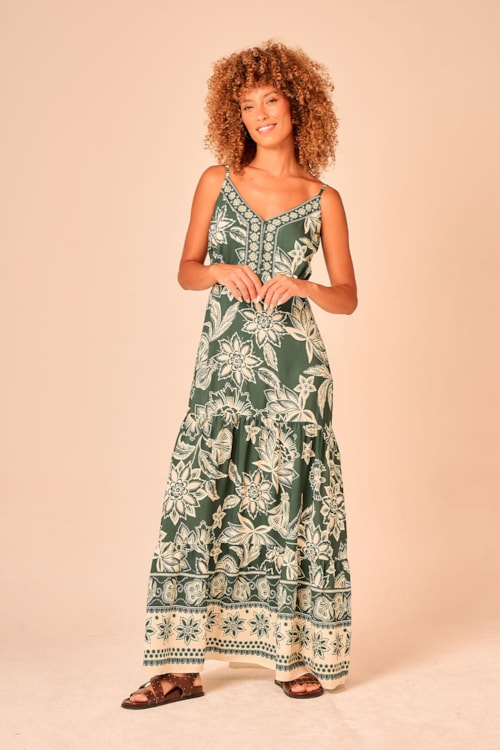 Vestido Cropped Jardim Bicolor Estampado - foto 1