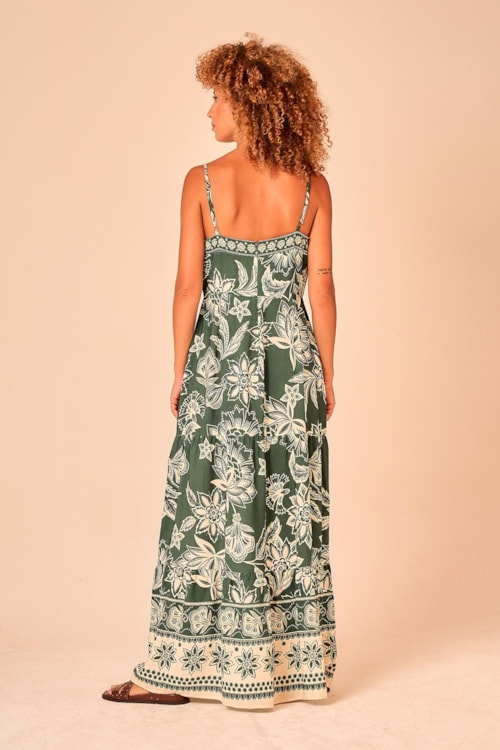 Vestido Cropped Jardim Bicolor Estampado - foto 4