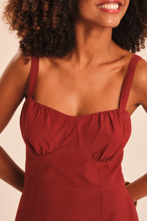 Vestido Cropped Jardim Vinho Tamara - foto 2