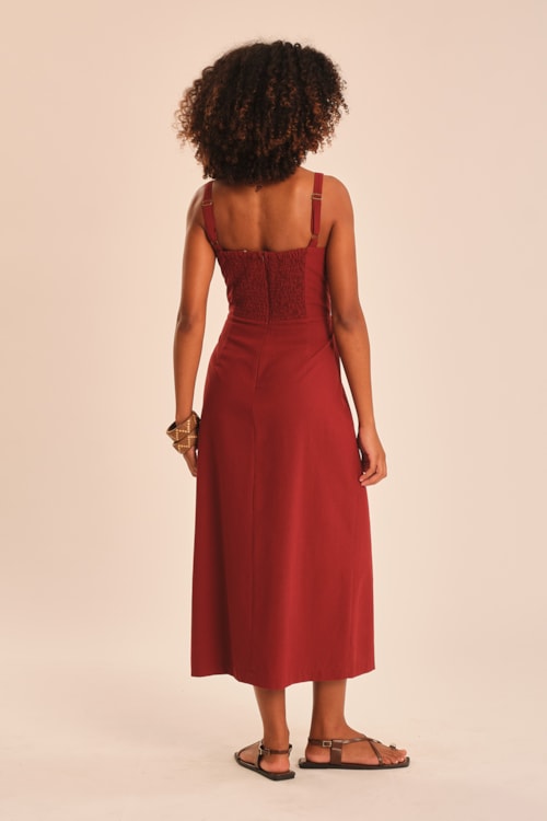 Vestido Cropped Jardim Vinho Tamara - foto 5