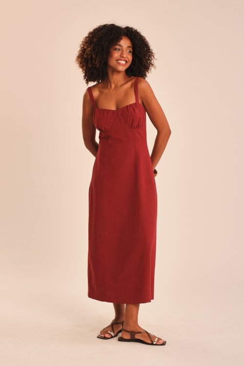 Vestido Cropped Jardim Vinho Tamara - foto 1