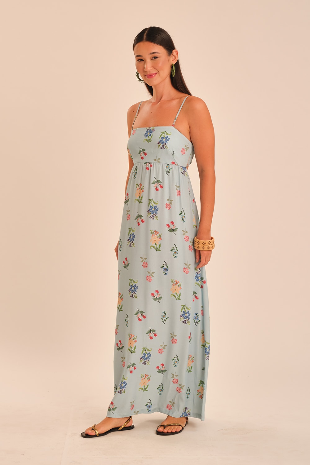Vestido Cropped Jardim Vintage Estampado