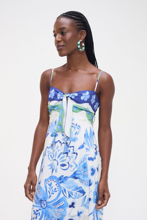 Vestido Cropped Laco Floral Pincelado Estampado - foto 3
