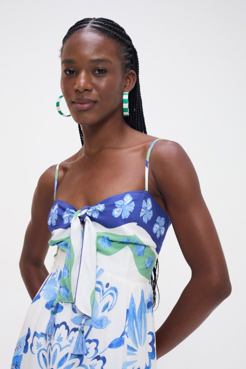 Vestido Cropped Laco Floral Pincelado Estampado - foto 5