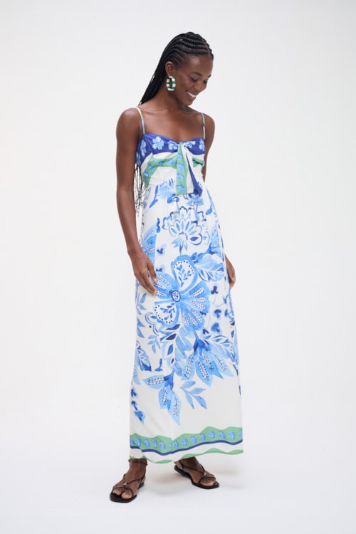 Vestido Cropped Laco Floral Pincelado Estampado - foto 1