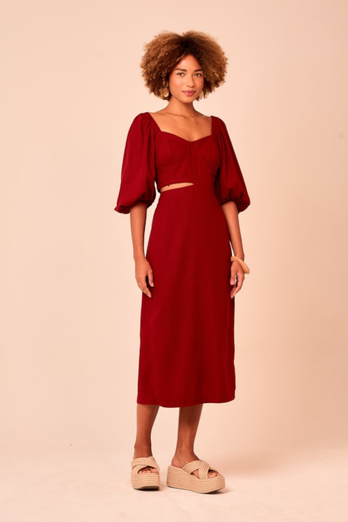 Vestido Cropped Laguna Vermelho Tinto - foto 3