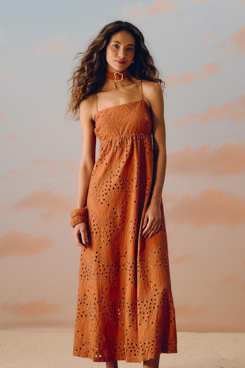 Vestido Cropped Laise Concha Caramelo - foto 1