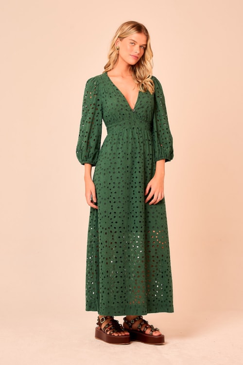 Vestido Cropped Laise Flower Verde Selva - foto 3
