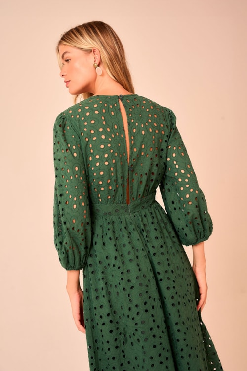Vestido Cropped Laise Flower Verde Selva - foto 5