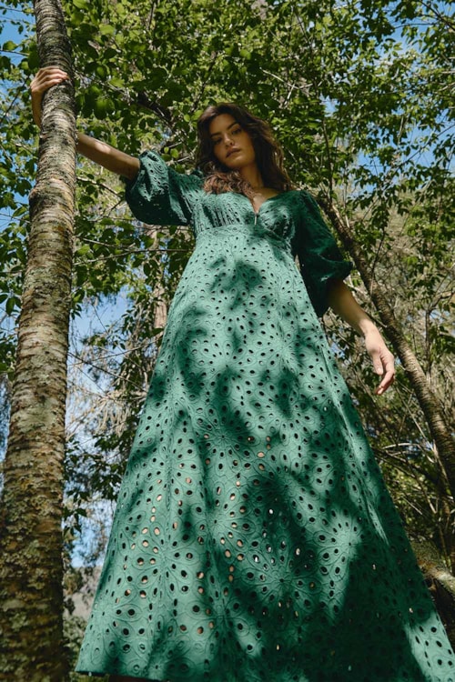 Vestido Cropped Laise Flower Verde Selva - foto 1