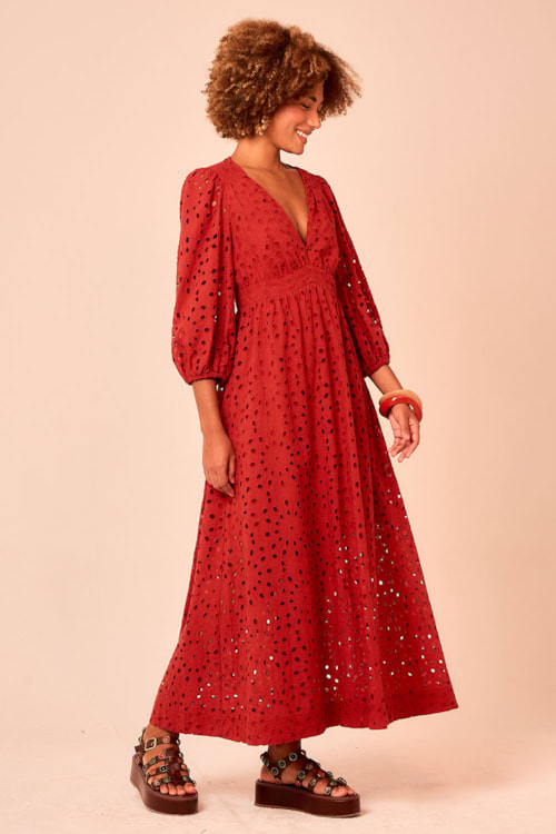 Vestido Cropped Laise Flower Vermelho Tinto - foto 2