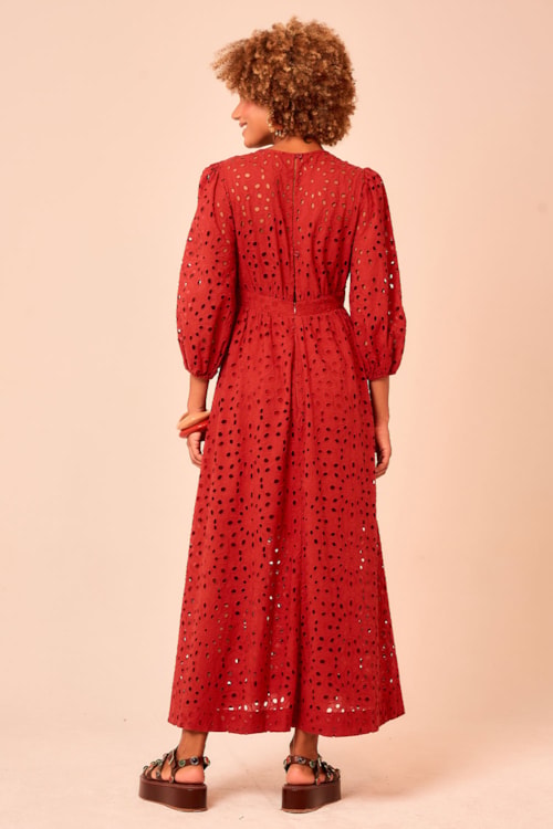 Vestido Cropped Laise Flower Vermelho Tinto - foto 3
