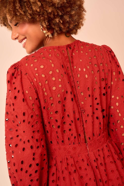 Vestido Cropped Laise Flower Vermelho Tinto - foto 4