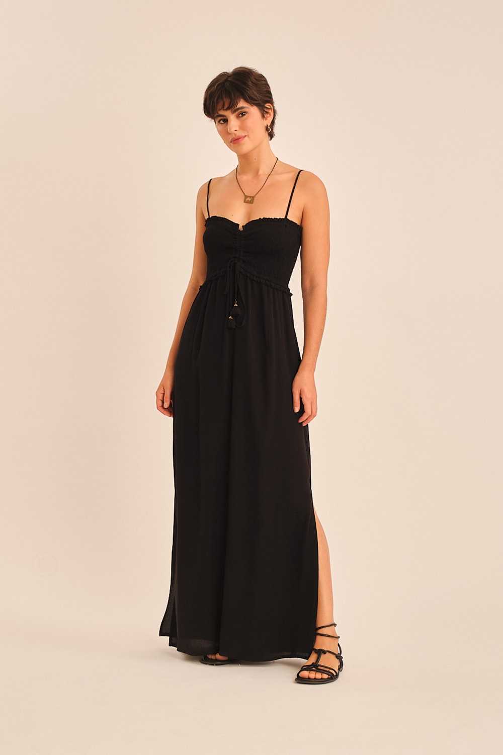 Vestido Cropped Lastex Preto