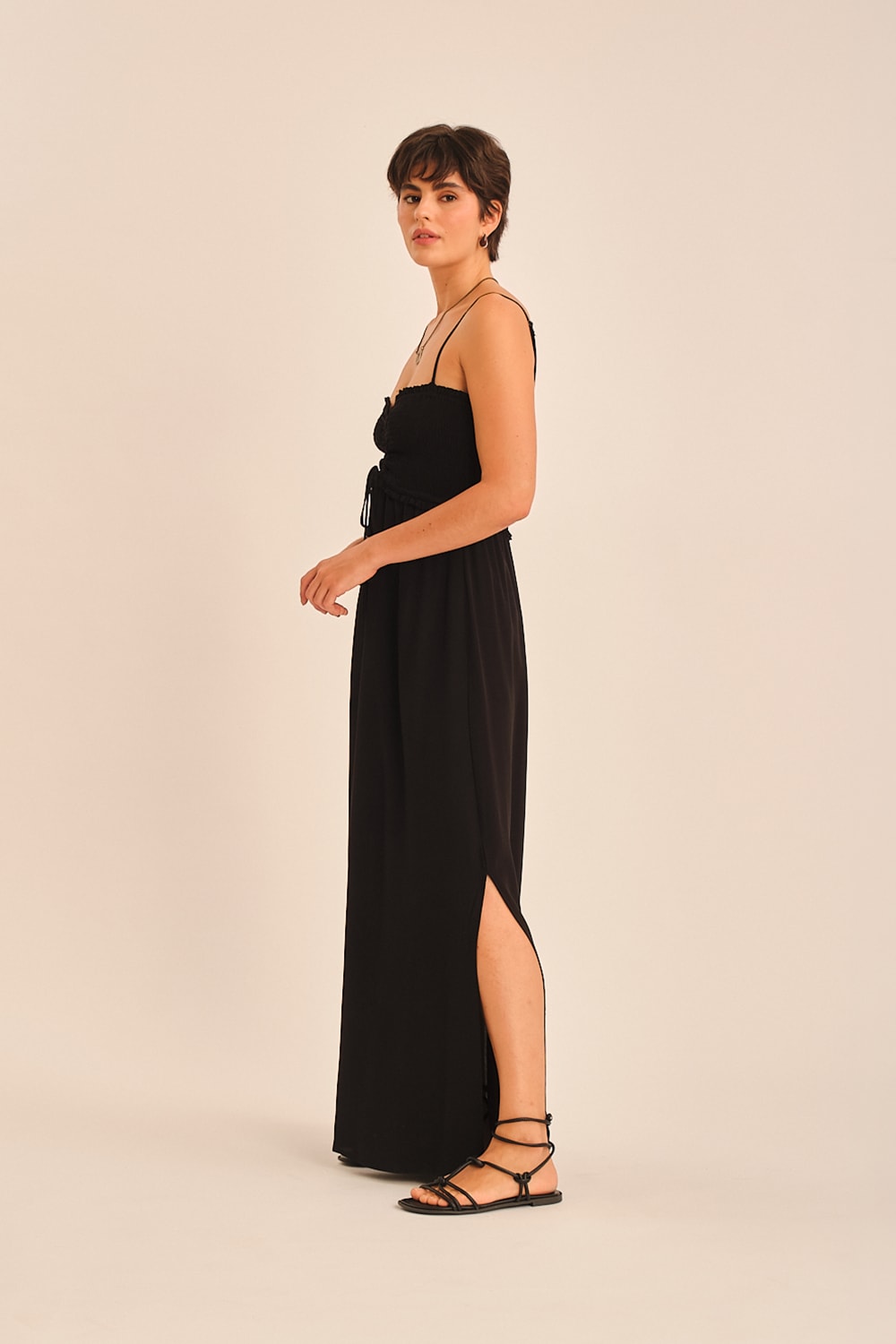 Vestido Cropped Lastex Preto