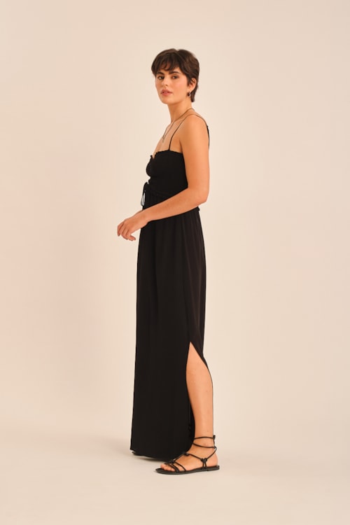 Vestido Cropped Lastex Preto - foto 3