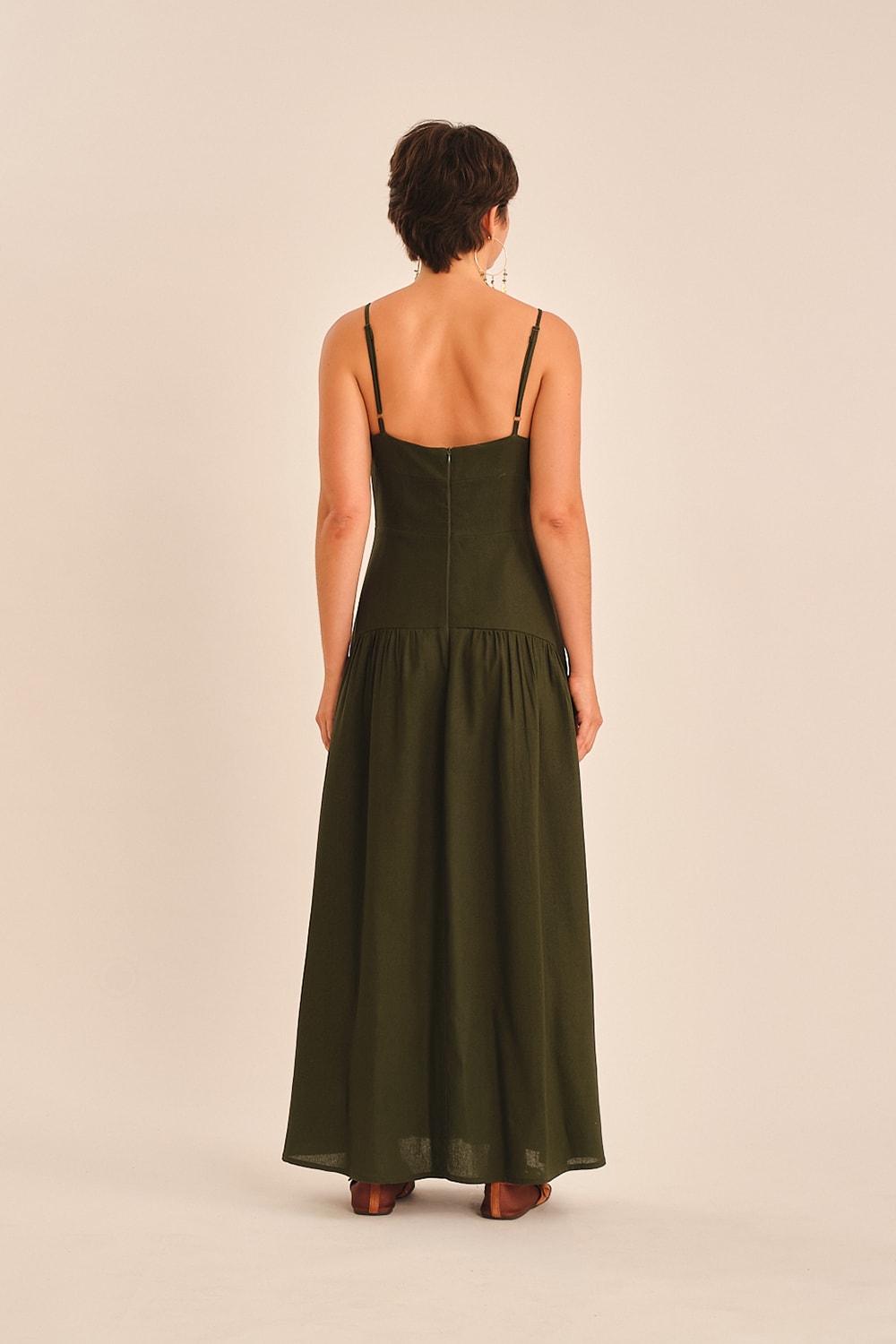 Vestido Cropped Linho Miragem Verde Jade