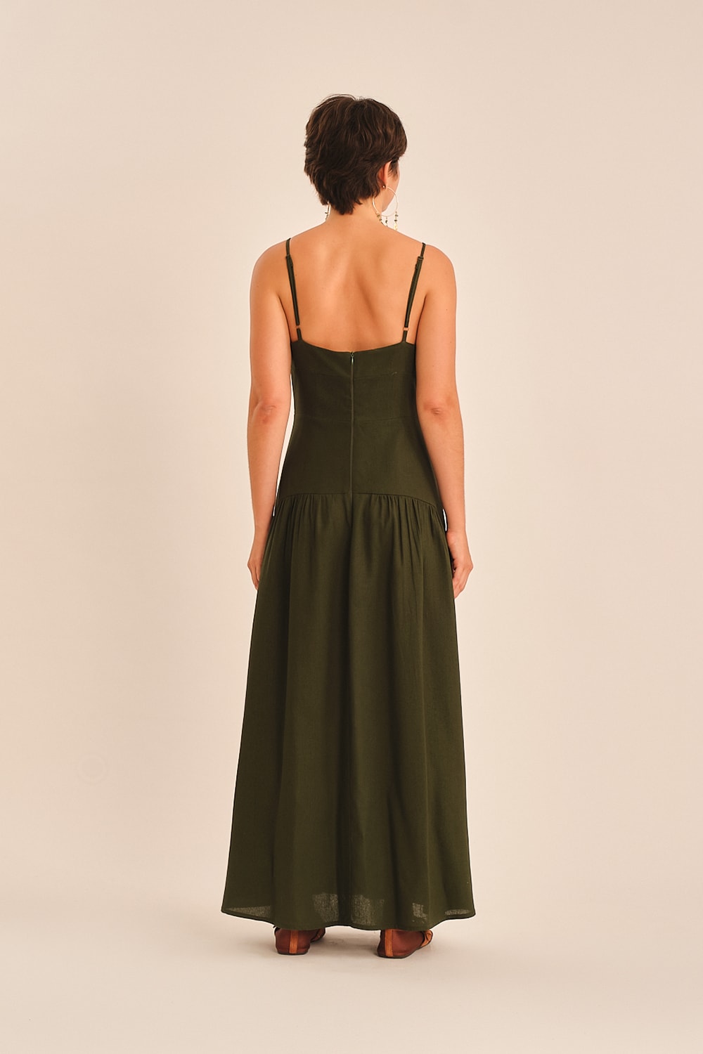 Vestido Cropped Linho Miragem Verde Jade