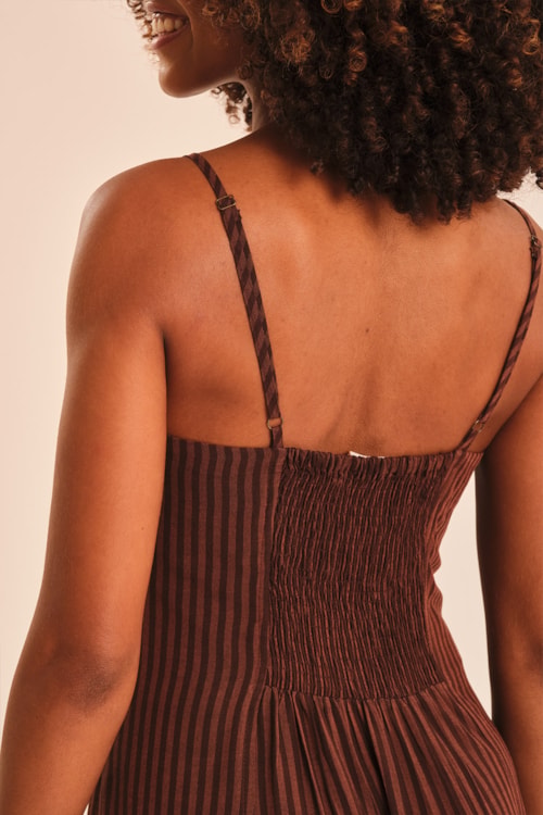 Vestido Cropped Listra Camel Listrado - foto 4