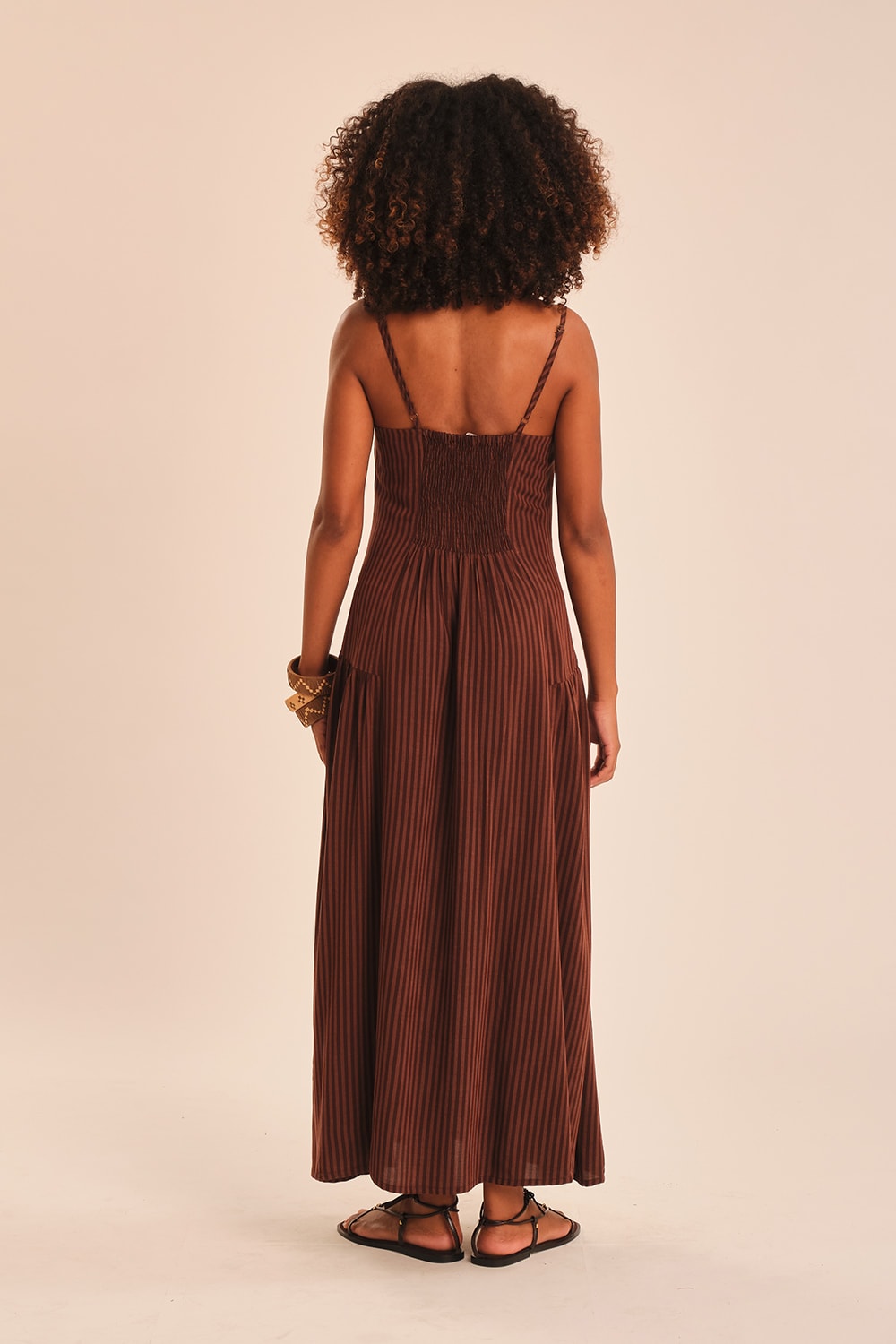 Vestido Cropped Listra Camel Listrado