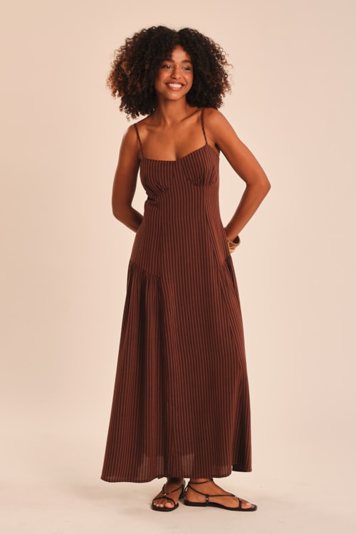 Vestido Cropped Listra Camel Listrado - foto 1