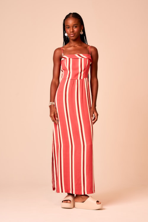 Vestido Cropped Listra Linen Estampado - foto 1