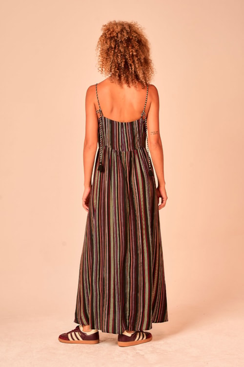 Vestido Cropped Listrado Bordado Estampado - foto 3