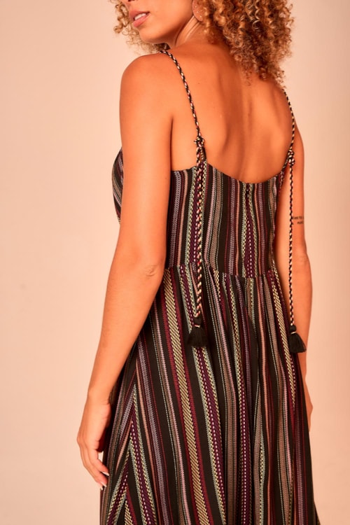 Vestido Cropped Listrado Bordado Estampado - foto 4