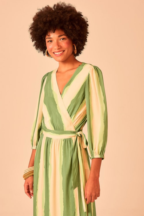 Vestido Cropped Listras Aquarela Estampado - foto 5