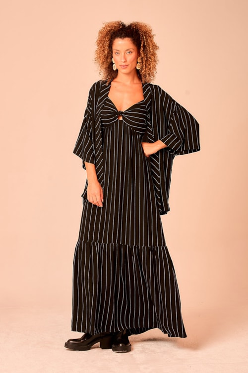 Vestido Cropped Listras P/b Listrado - foto 1