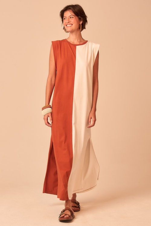 Vestido Cropped Malha Bicolor Bicolor - foto 2