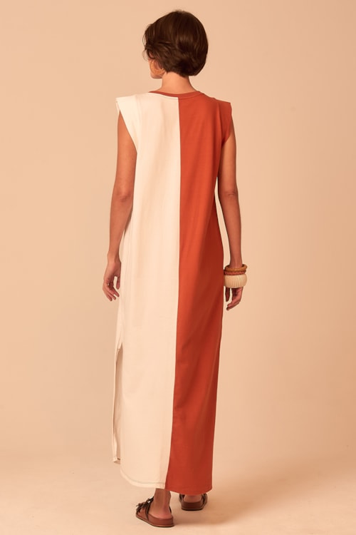 Vestido Cropped Malha Bicolor Bicolor - foto 5