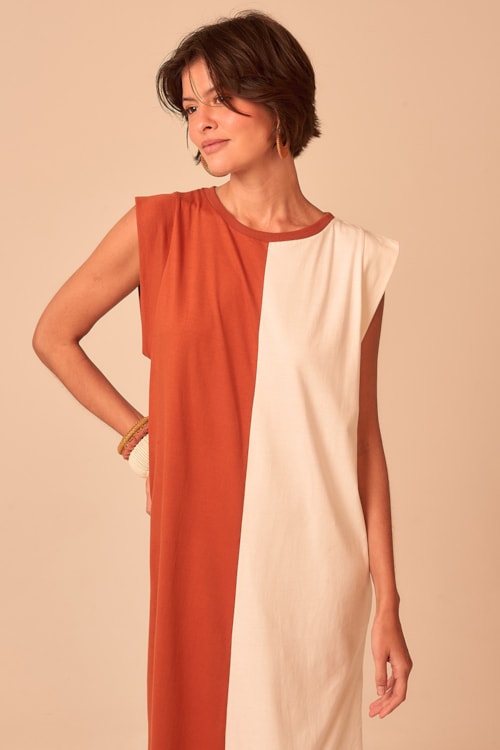 Vestido Cropped Malha Bicolor Bicolor - foto 7
