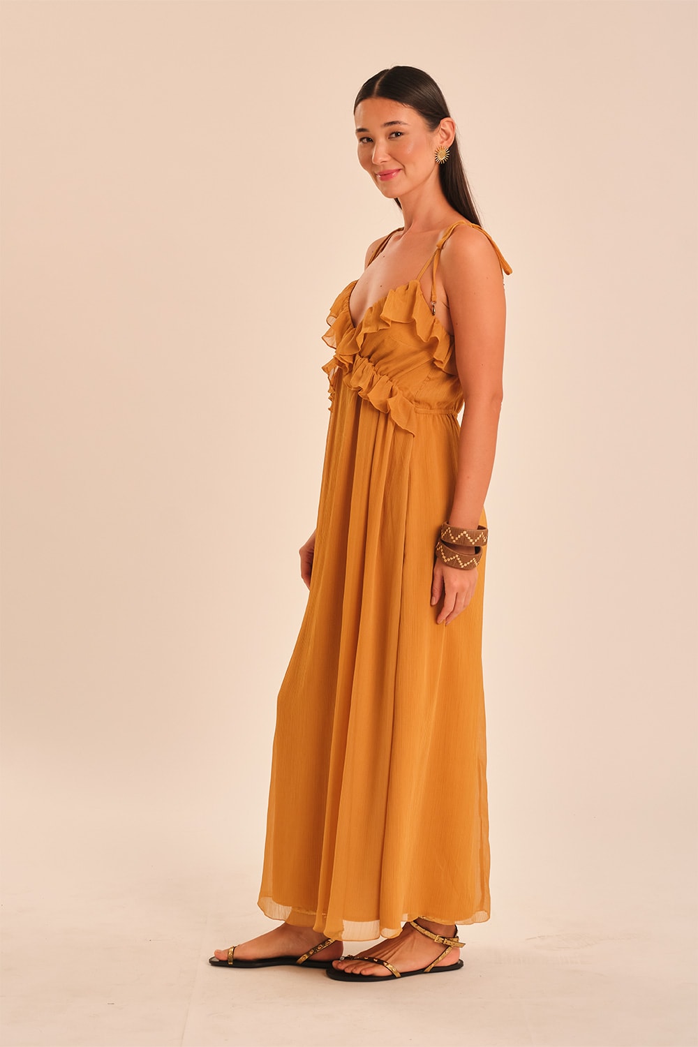 Vestido Cropped Medina Amarelo Camelo