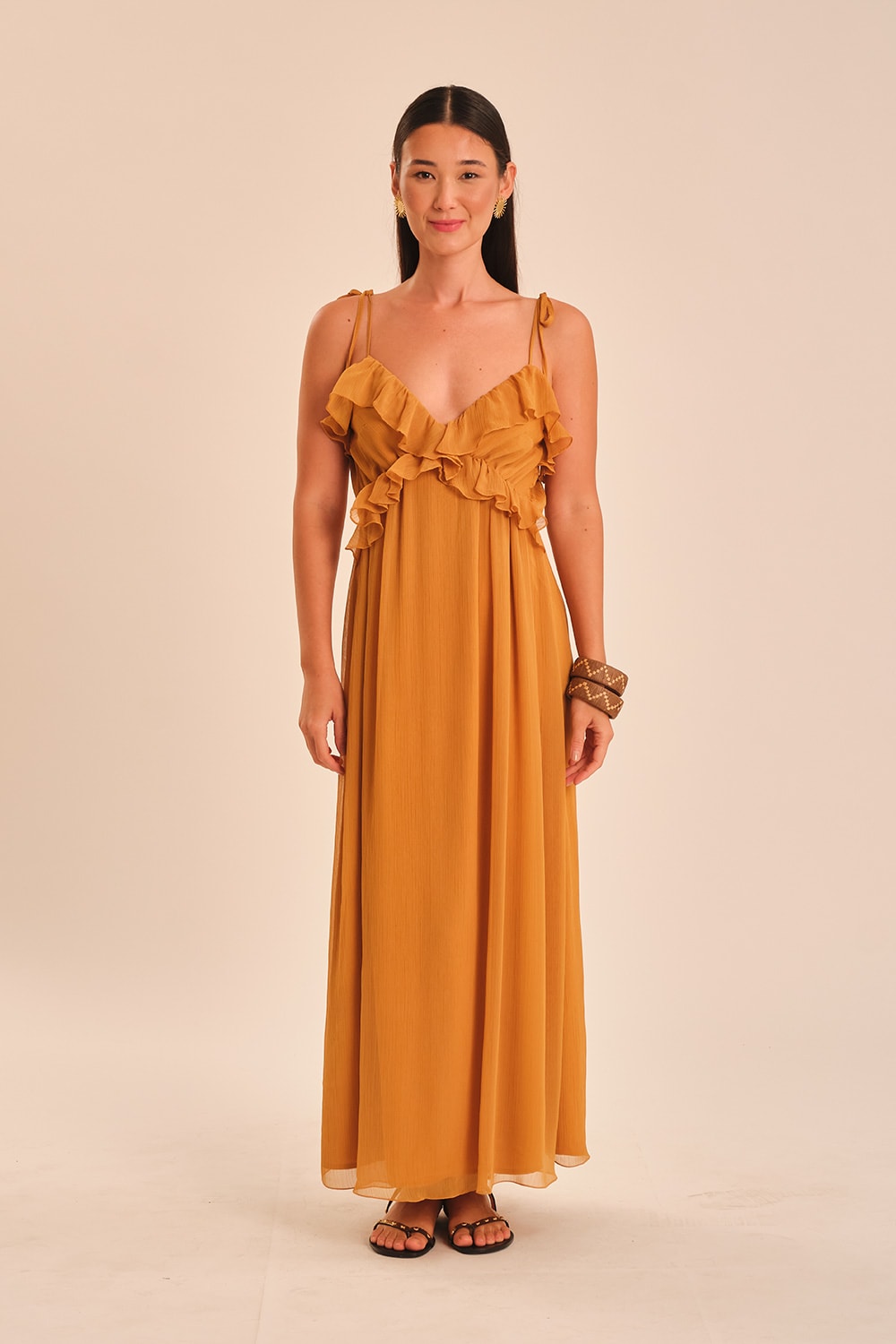 Vestido Cropped Medina Amarelo Camelo