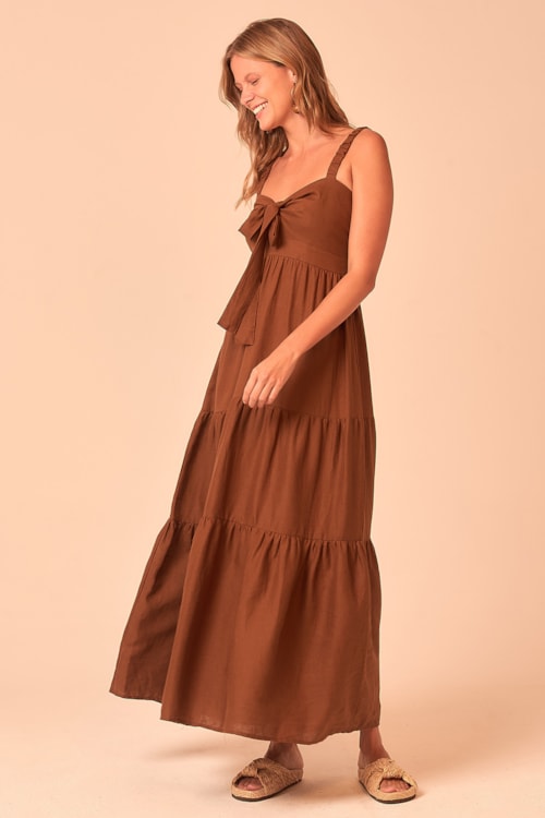 Vestido Cropped Natural Marrom - foto 2