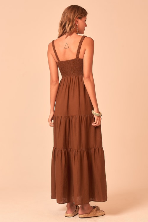 Vestido Cropped Natural Marrom - foto 3