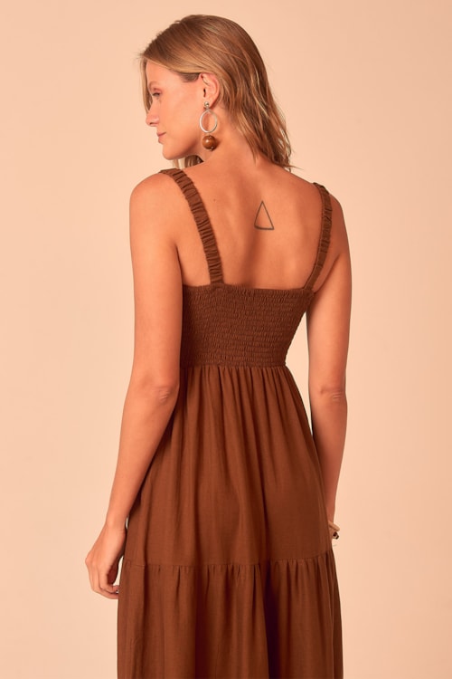 Vestido Cropped Natural Marrom - foto 4