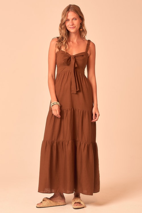 Vestido Cropped Natural Marrom - foto 1