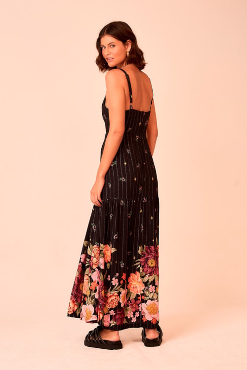 Vestido Cropped Natureza Vintage Lurex Estampado - foto 3