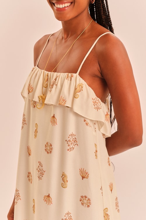 Vestido Cropped Oceano Bordado Estampado - foto 3