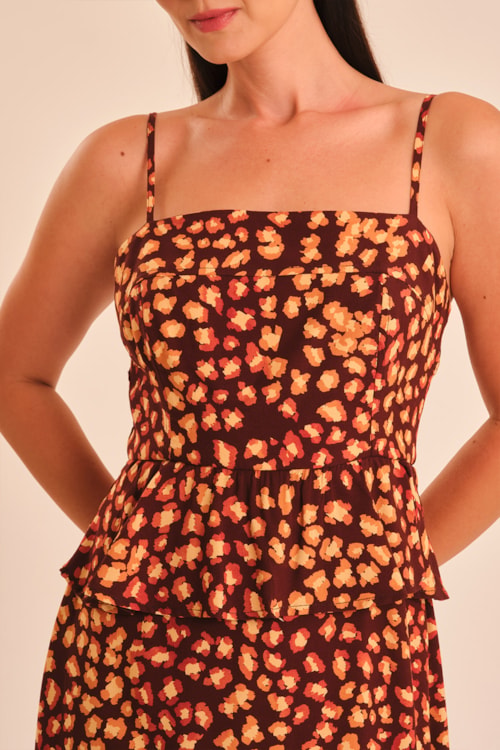 Vestido Cropped Onca Marrom Estampado - foto 2