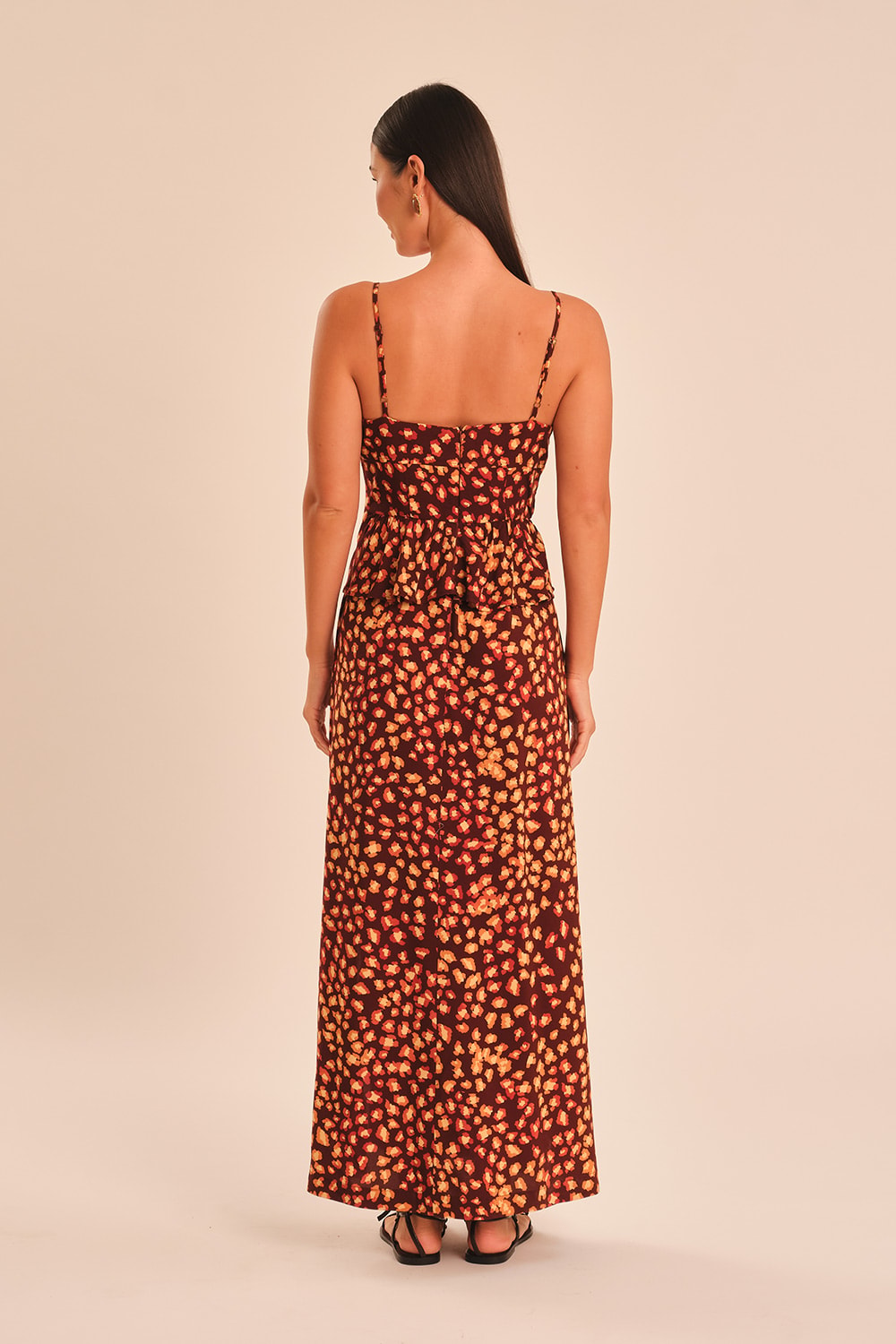 Vestido Cropped Onca Marrom Estampado