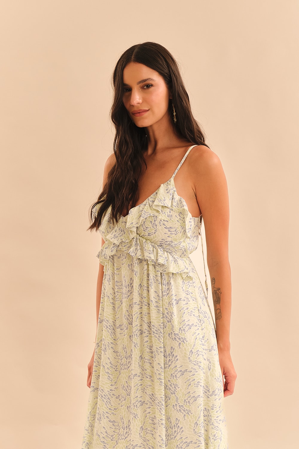 Vestido Cropped Peixe Aquarela Estampado