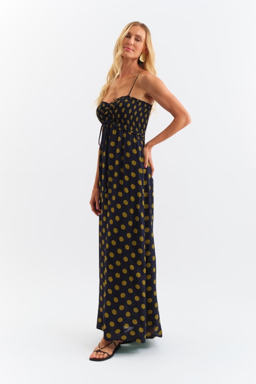 Vestido Cropped Poa Bicolor Estampado - foto 3