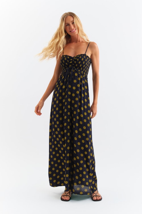 Vestido Cropped Poa Bicolor Estampado - foto 1