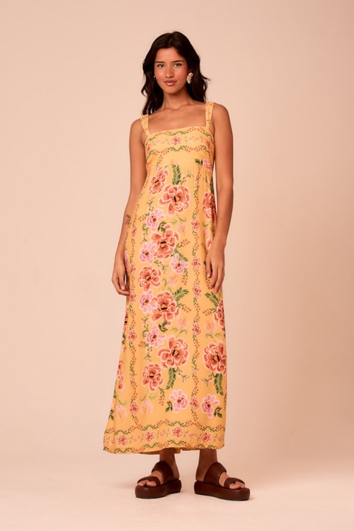 Vestido Cropped Reto Floral Positano Estampado - foto 1
