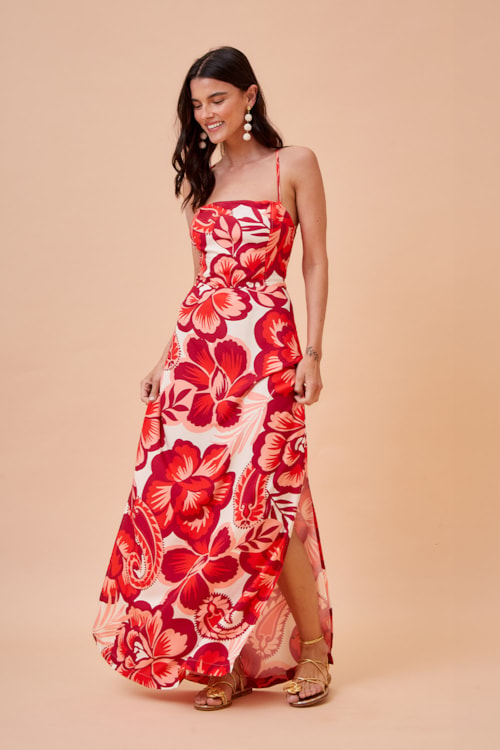 Vestido Cropped Reto Floral Rubi Estampado - foto 1