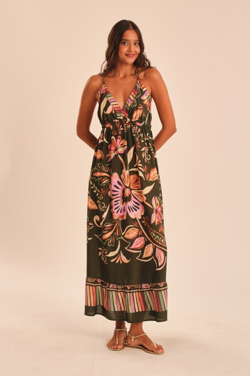 Vestido Cropped Rosa De Damasco Estampado - foto 3