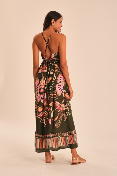 Vestido Cropped Rosa De Damasco Estampado - foto 4
